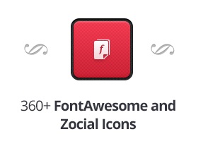 Hỗ trợ hơn 360 icon từ font awesome và zocial icon